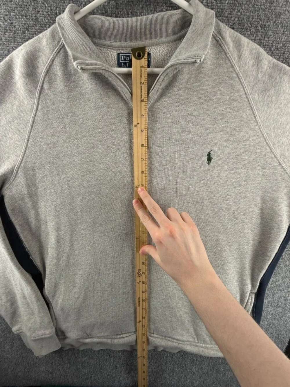 Polo Ralph Lauren Sweater 1/4 Zip XXL Contrast Trim Cotton Acrylic Blend Gray